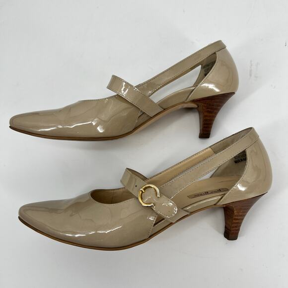 Paul Green Mara Kitten Heel Pump Women US 8 UK 5.5 Taupe Patent Leather MaryJane - Picture 6 of 15